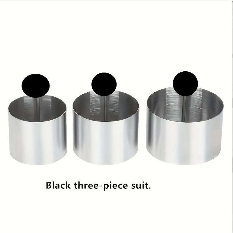E-shop 3-tlg. Kuchenring-Formen-Set mit Ausdrücker, Edelstahl-Kuchenringe, Mousse-Ringe, Reisball-Formen, Backwerkzeuge, Küchenhelfer, Küchenzubehör,