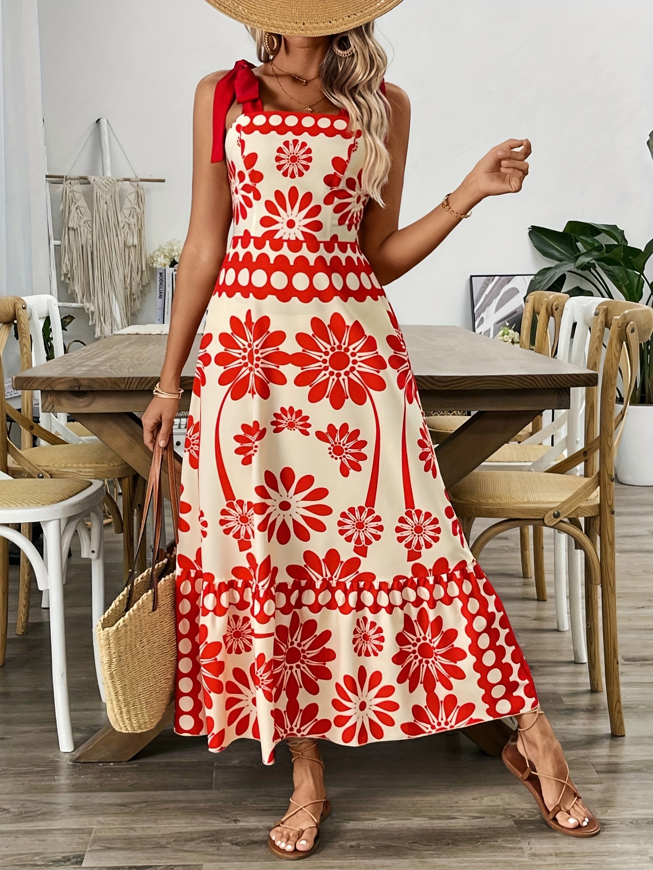 sachin and babi light blue dress Chic Floral Print Tube Dress with Tie-Back Detail