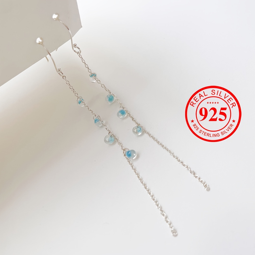 925 Silver Tassel Earrings with Resin Dangles - Nautical Style