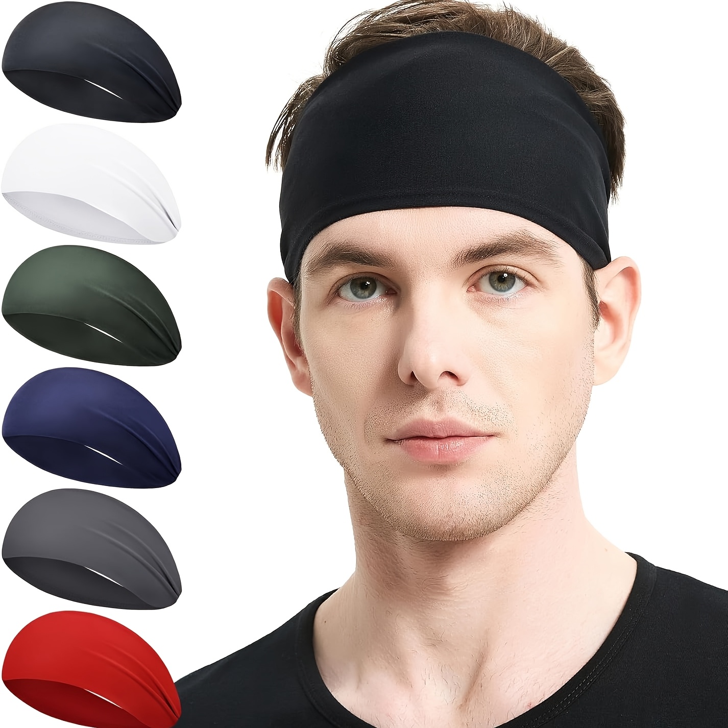 6pcs sports hair bands mens yoga headband sweat absorbing band fitness running anti sweat headscarf moisture absorbing exercise hair band sweat band headband running cycling football yoga anti sweat hair band
