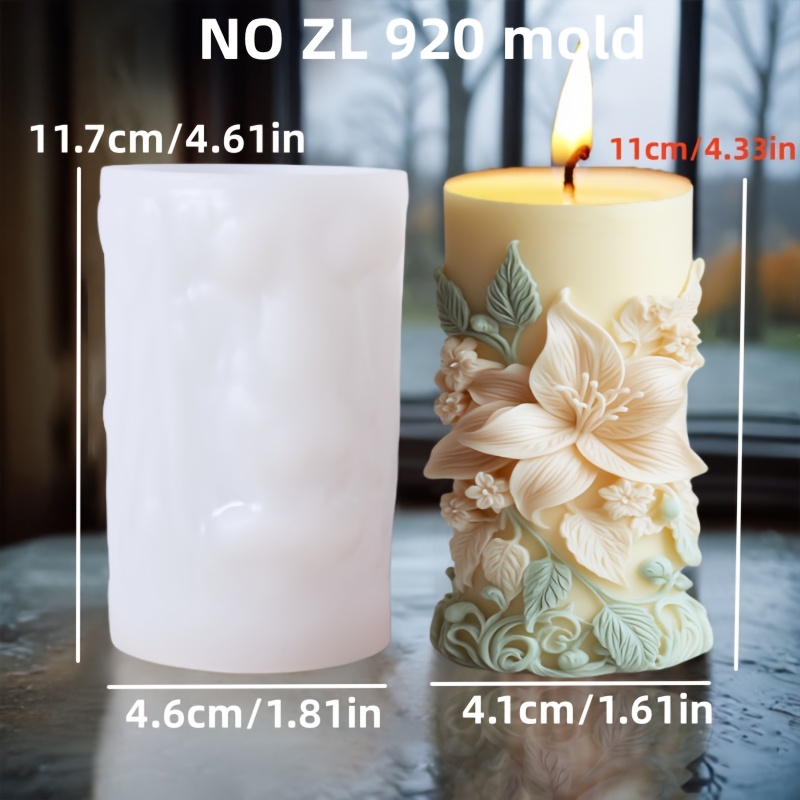 TEMU Lily Flower Candle Silicone Mold Flower Relief Cylindrical Candle Silicone Mold Flower Leaf Cylindrical Resin Mold Holiday Gift Lily Flower