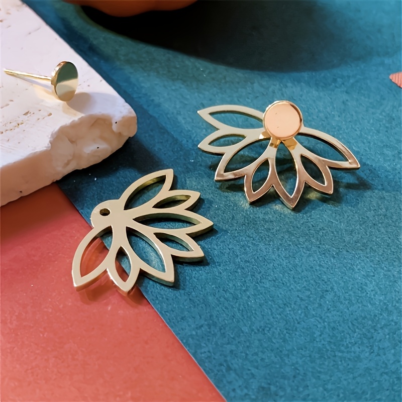 TEMU 1 Pair Vintage Elegant Copper Floral Hollow Earrings For Women, Nickel-free Plating, Daily & Party Wear, Valentine's Day Gift, Jewelry