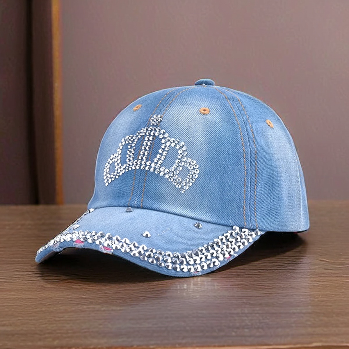 women baseball cap pearls rhinestones bow adjustable hat - Temu display picture 1