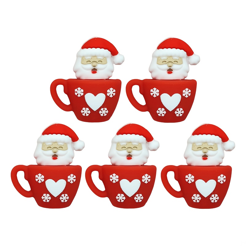 TEMU 5pcs New Christmas Theme Bead Styling 3d Stereoscopic Silicone Focus Beads, Warm Winter Festive Style Hand Beading, Special For Beading Pen,