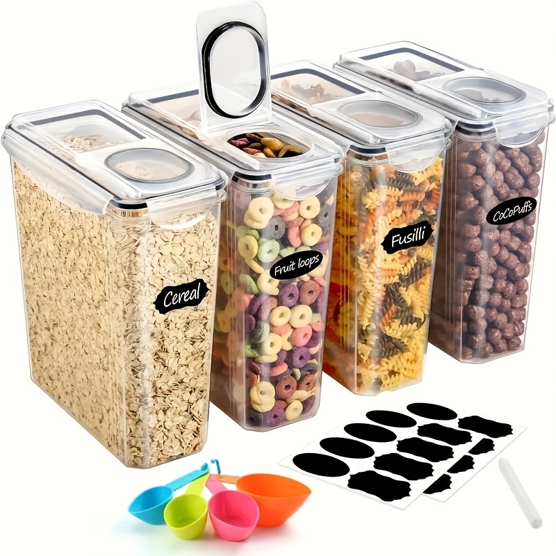 

4pcs Kitchen Cereal Containers Storage - Liter Airtight Food Storage Containers & Cereal Dispenser For Pantry Organization And Storage