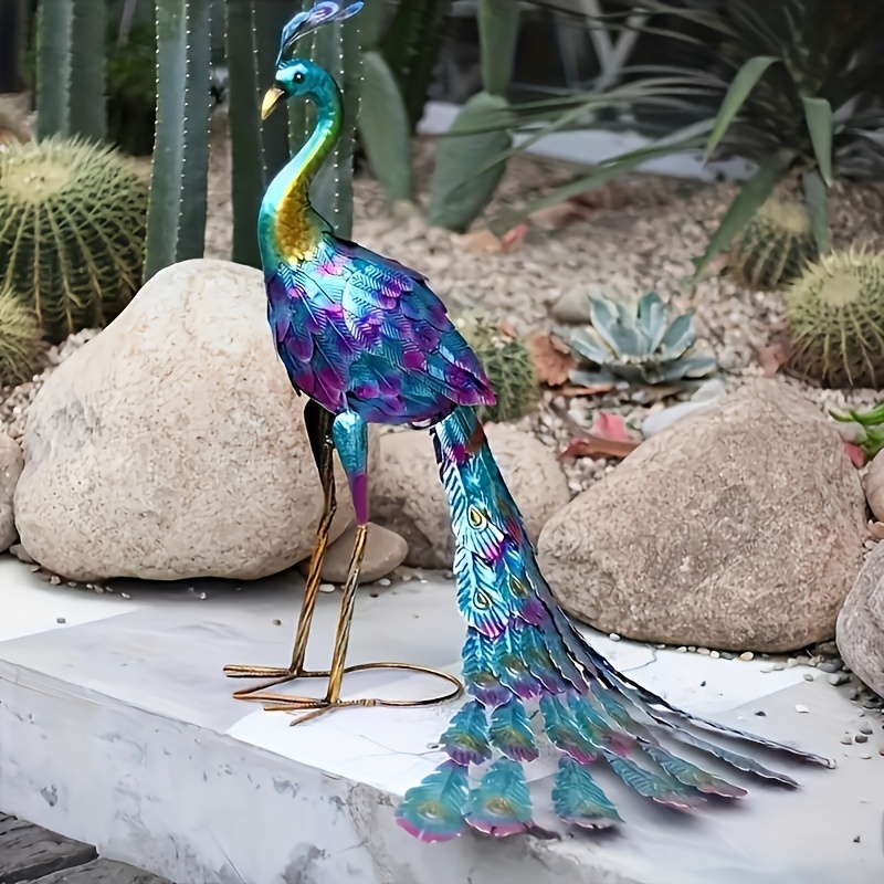 

1pc Artistic Metal Peacock Garden Statue, Vibrant Decorative Art Sculpture, Easy Diy Assembly, Elegant Room & Home Decor