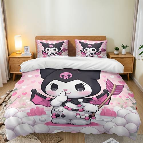 conjunto de cama de 3 peças, com a com acessórios de e sobre um de fofa, estilo gótico , com 1 capa de edredão e 2 fronhas, tecido de poliéster , de zíper, edredão aconchegante para as