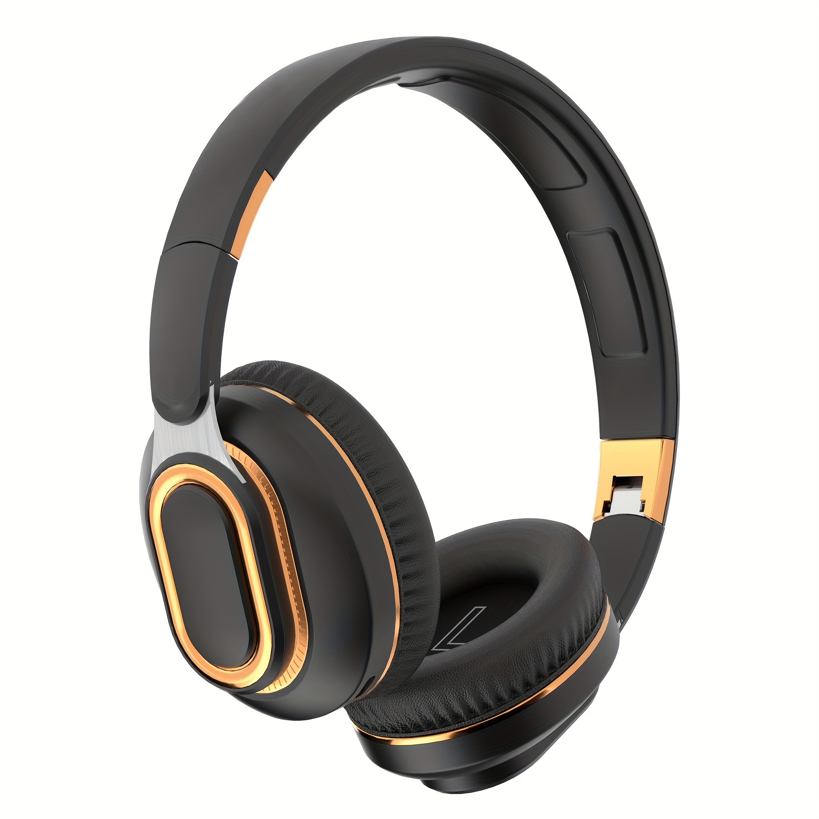 TEMU Casque sans fil supra-auriculaire basses chocs, casque compact avec microphone, radio FM, câble AUX 3,5 mm, oreillettes confortables, pliable et