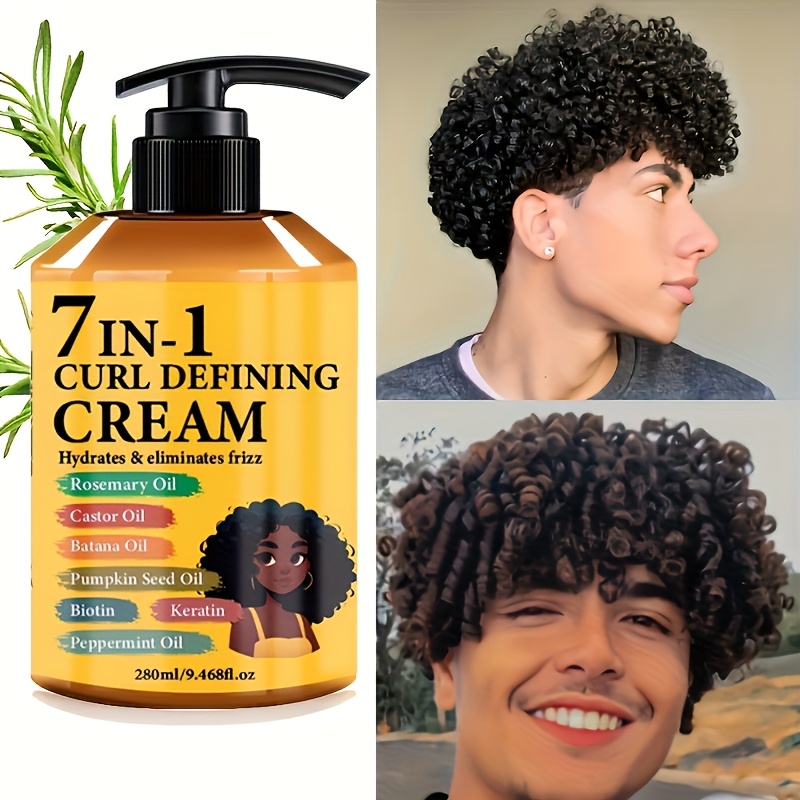 TEMU Upgraded New Arrival 7-in-1 Hair Curling Cream With Moroccan Argan Oil, 280ml X 1 Bottle - Fluffy, Long-lasting Hold, Moisturizing, Suitable For