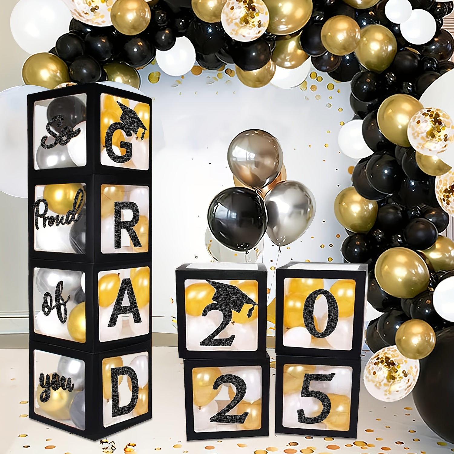 

Graduation Party Decorations - 4 Black With "grad 2025 So Of You" Lettering, Paper , No Electricity Required, Featherless, Graduation Supplies