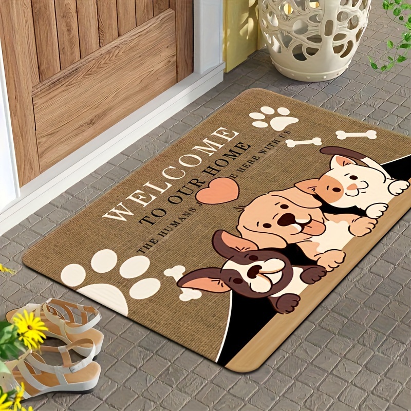 

Christmas Decoration, Cartoon Cute Dog Print Welcome Door Mat, Suitable For Bathroom, Shower Room, Kitchen, Laundry Room Entrance Carpet, Anti-slip, Anti-stain, Absorbent Floor Mat