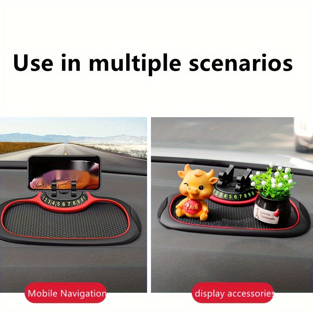 

Multi-functional Car Key Holder Anti-slip Mat With Rotatable Mobile Phone Holder And Hidden Parking Number Plate Pvc Material