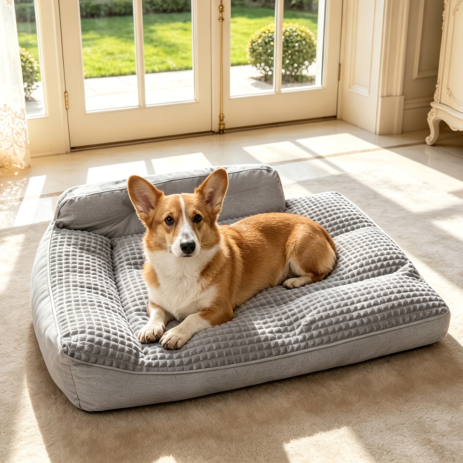 TEMU Jumbo Washable Orthopedic Dog Bed, Luxury Anti-scratch Pet Couch With Removable Cover& Non-slip Bottom, High- Foam Fluffy Sofa For Large Breeds&