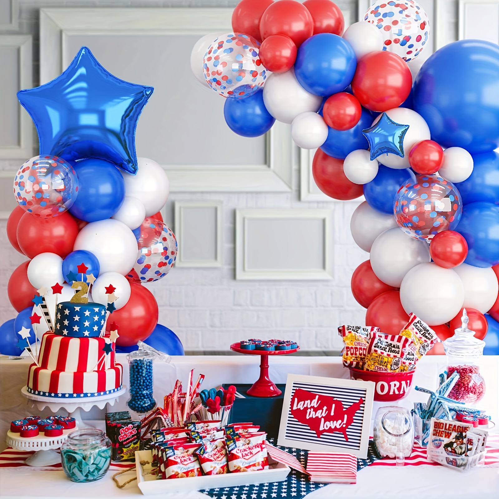 Navy Blue Red White Balloons Garland Arch Kit 4th July - Temu