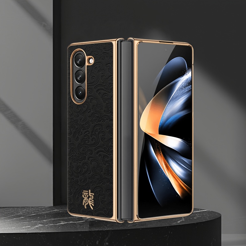 TEMU Coque pour Samsung Z Fold 5/4/3, Nouveau Motif Dragon, Tendance, Vintage, Luxueux, , Cadre Plaqué
