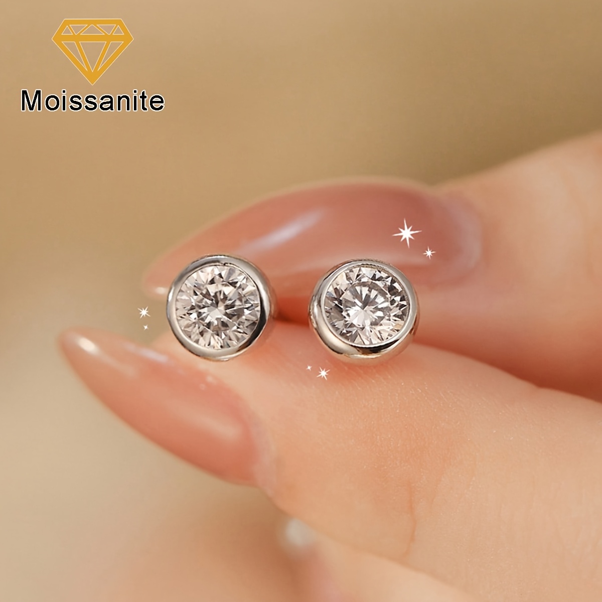 Women's Sparkling Moissanite Earrings, Wedding Season Gift
