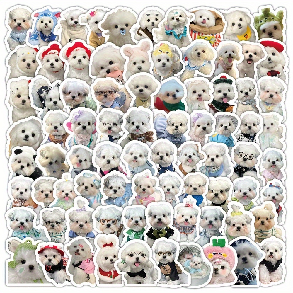 

100pcs Maltese Dog Stickers, Perfect For Decorating Your Phone, Laptop, Skate, Luggage, Water Cup