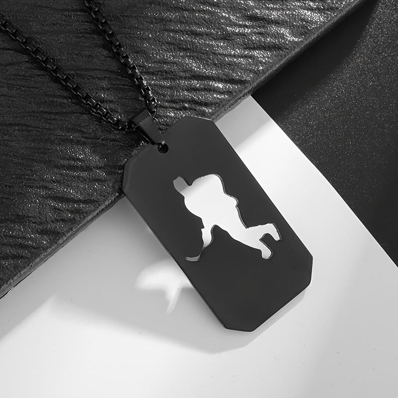 1pc Unique Creative 304 304 304 304 Stainless Steel Glossy Hollow Ice Hockey Pattern Square Card Pendant Necklace - Universal For Men And Women - Fashion Trendy Gift