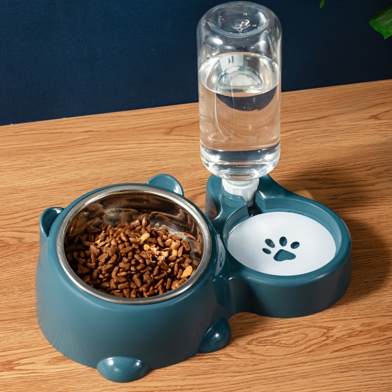 

Distributeur d'Eau Automatique 2-en-1 pour Animaux de Compagnie avec Bols en Acier Inoxydable Inclinés et Antidérapants pour Chats & Chiens