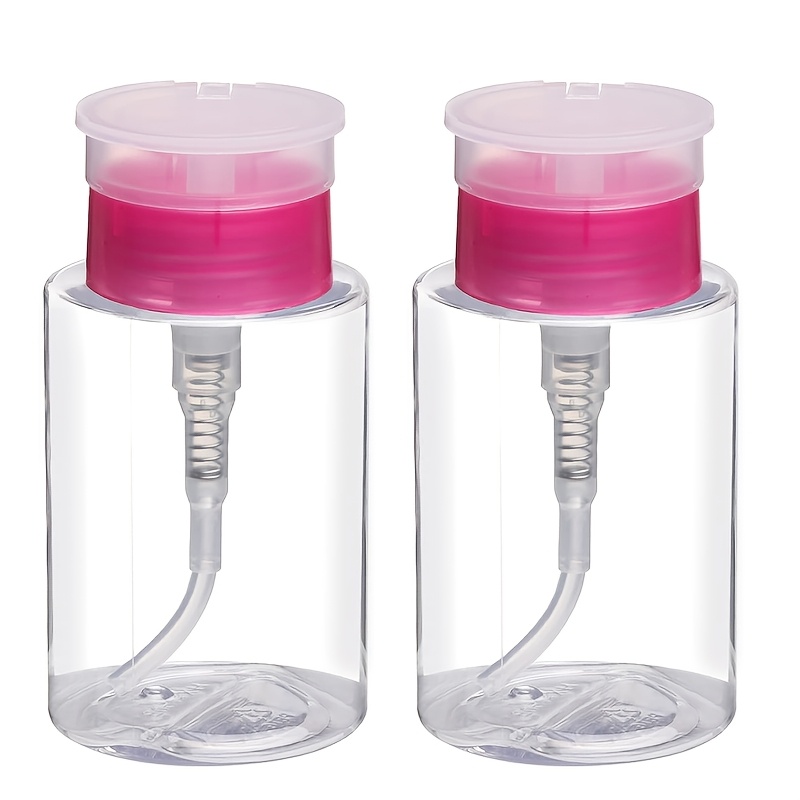 TEMU Paquete de 2 botellas con bomba de 150 ml/5.1 oz para quitaesmalte, botellas dispensadoras vacías y rellenables para alcohol, quitaesmalte y