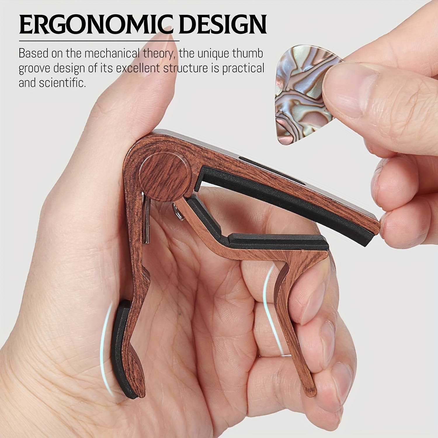 Rosewood Guitar Capo with Pick Holder - Perfect for Acoustic & Electric Guitars, Ukuleles, Basses, Banjos | Includes Picks, Guitar Picks