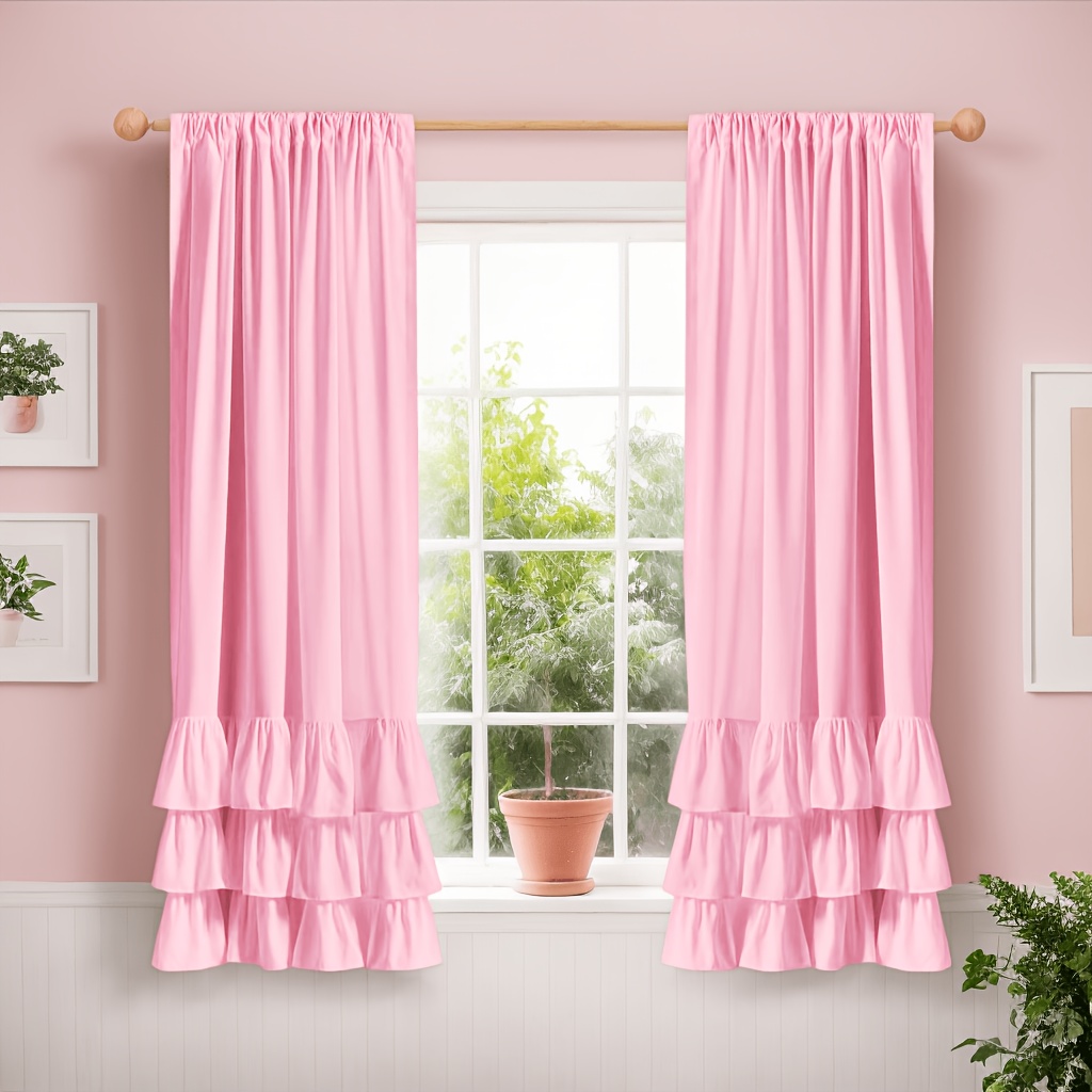 2pcs Heavy-duty Pleated Ruffle Curtains, Soft Washable Polyester Living Room Decorative Curtains, 40"w X 84"h