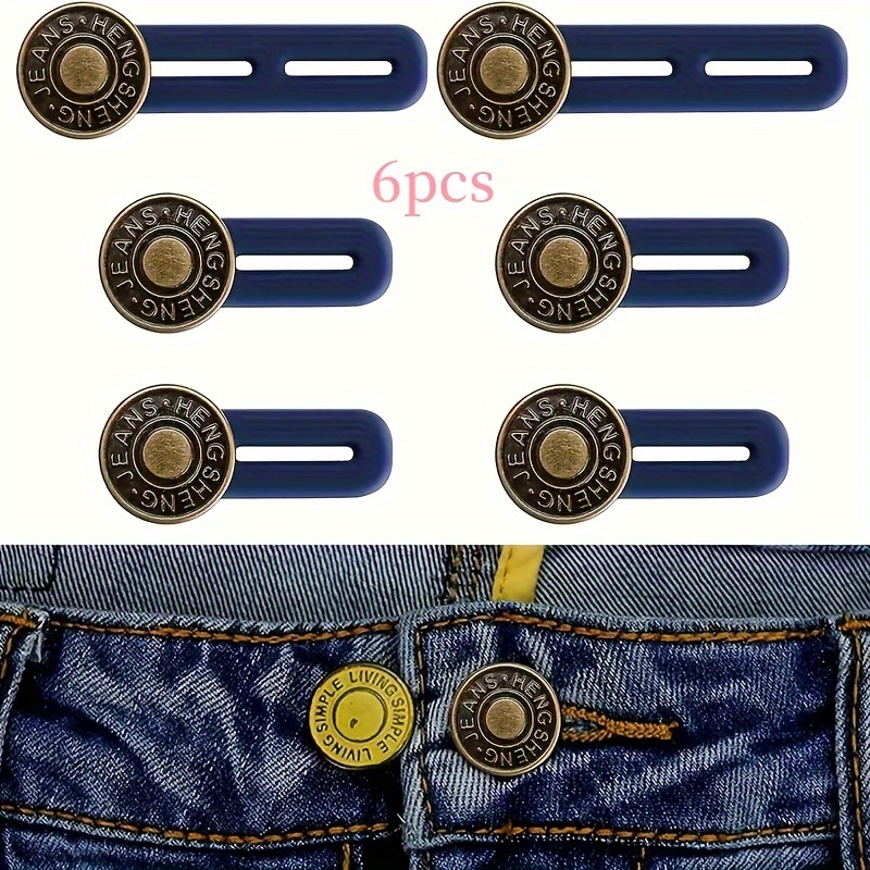 Image of 6pcs Button Extenders For Jeans, Pants Extender For Women And Men,button Extender For Jeans, Waist Extender, Instant Belt Extender Forjeans, Pants, And Shirt Collars With Metal