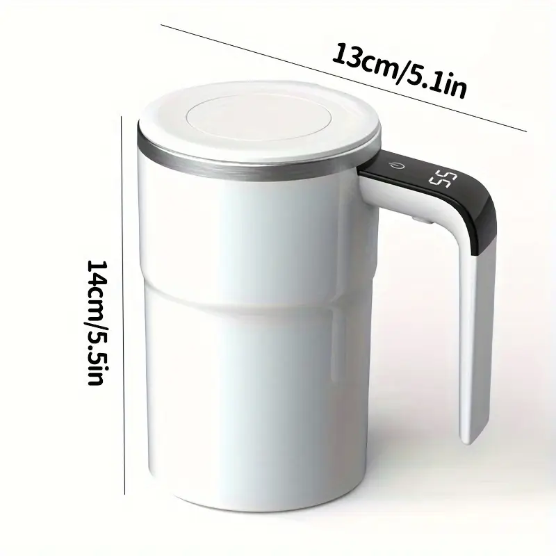 1 件充电式自搅拌杯 - 304 不锈钢咖啡杯,带磁性盖,自动混合可卡可和牛奶等热饮,非常适合办公室、厨房、旅行和节日礼物(圣诞节、万圣节、复活节)、厨房小工具 |节日饮具 |不锈钢杯、咖啡杯 详情 3
