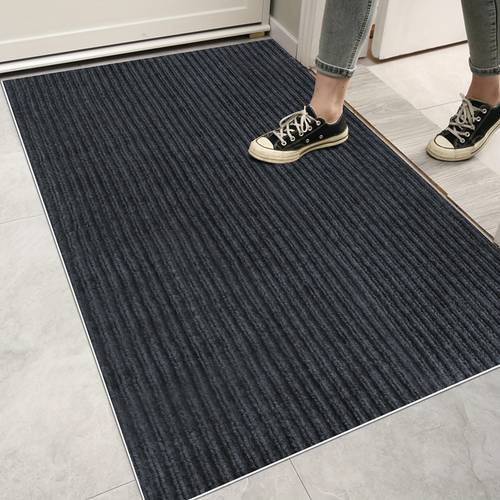 large square non mat washable indoor outdoor entry mat with anti skid backing black with white border bedroom home decor kitchen and holiday use washable area mat