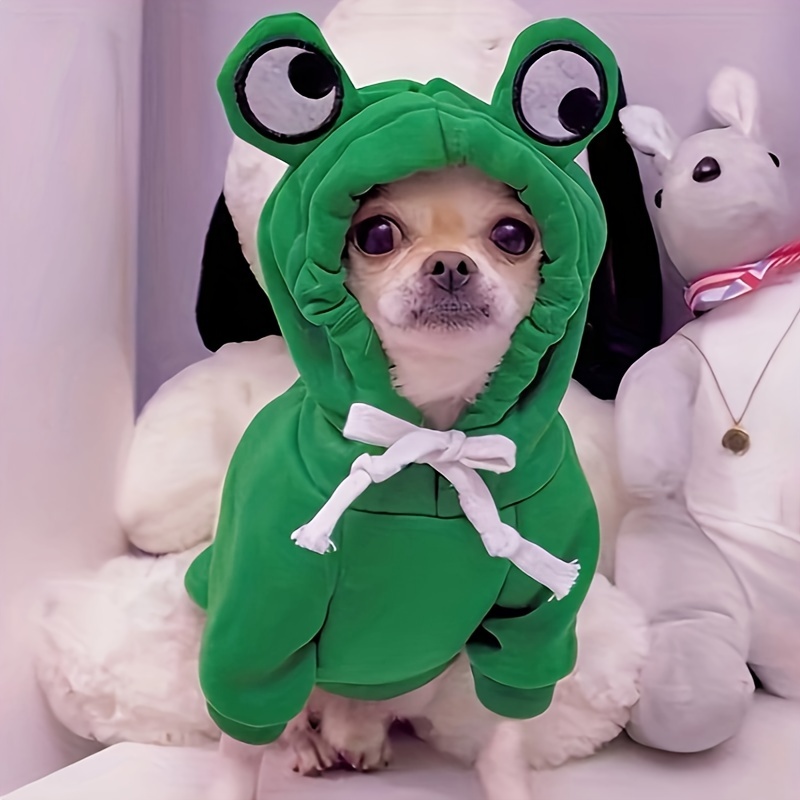 

Pull mignon pour chien de petite et moyenne taille - Sweat à capuche vert avec un design amusant, cadeau de Noël