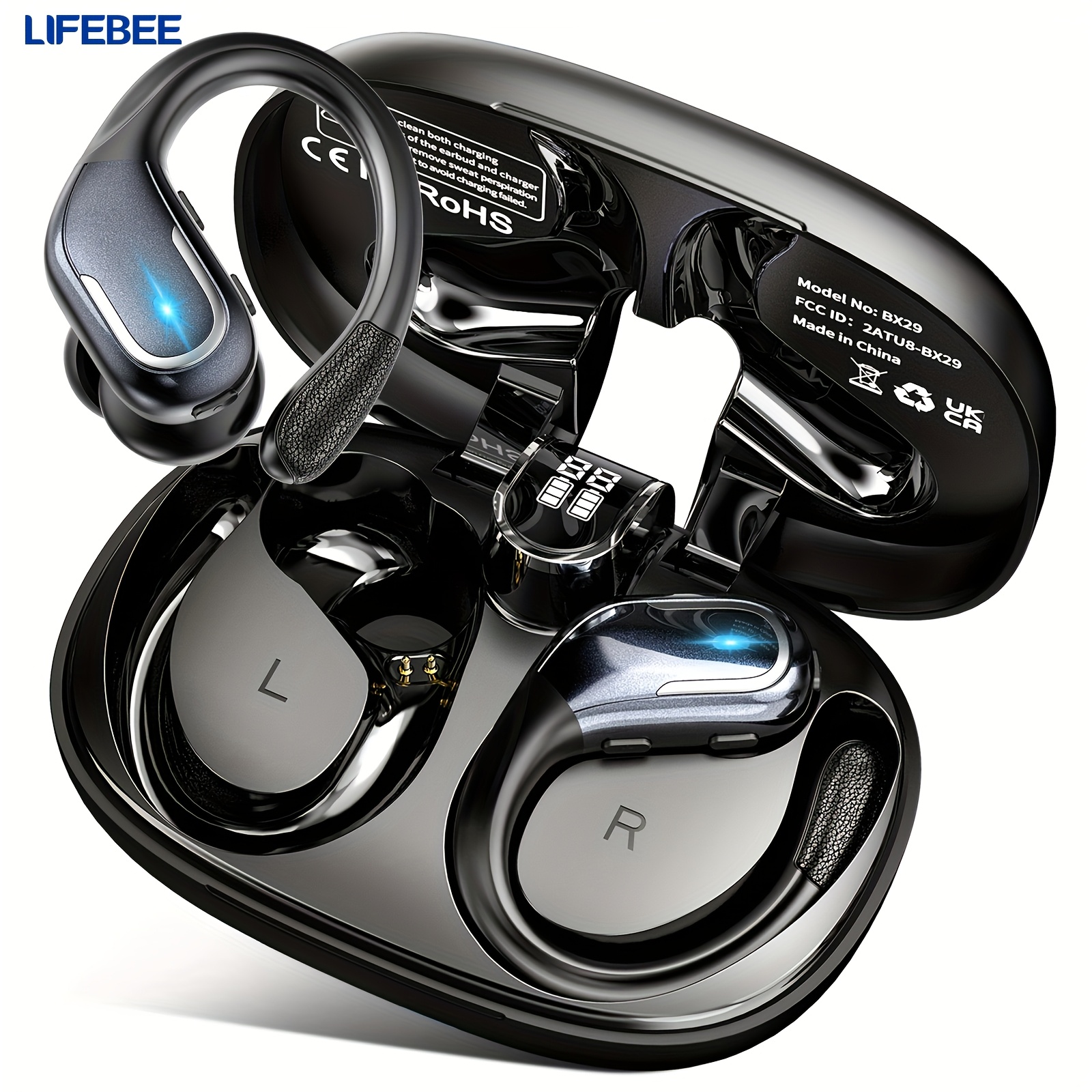 new wireless earbuds for running sports wireless earphones with pure   sound over ear headphones with dual led display earphones noise cancelling headset built in microphone Product details 1