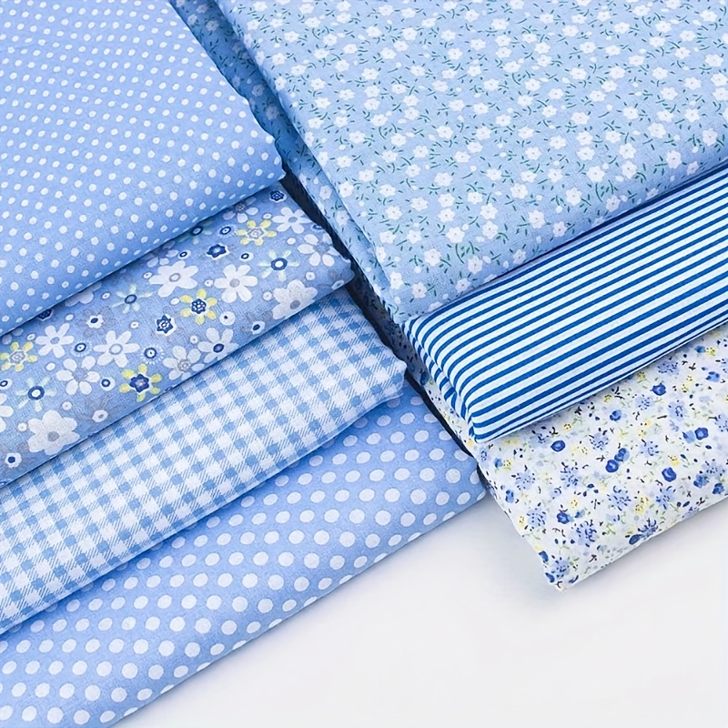 E-shop 7-teiliges Set lebendiger, vorgeschnittener Stoffbündel, geeignet zum Quilten und Basteln - Blumenmuster, Polka Dot, Streifenmuster - für