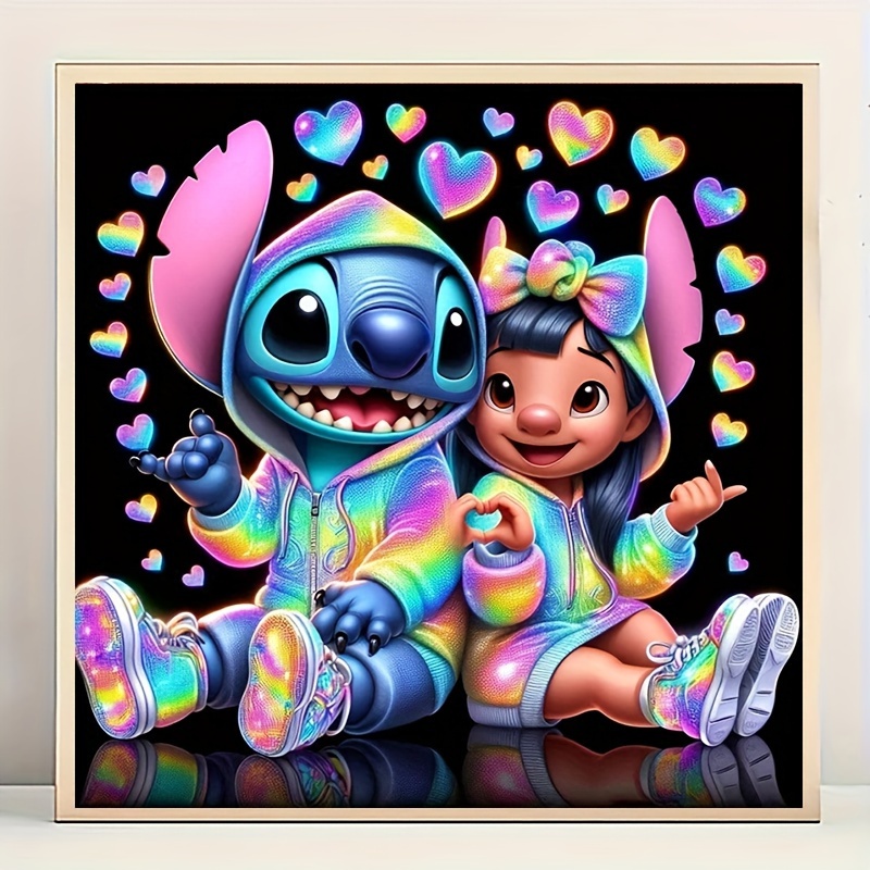 

2024 Nouveau Kit de Peinture Diamant : Stitch et Lilo en Tenues avec des de Cœur - Art Mosaïque DIY pour la Décoration Intérieure