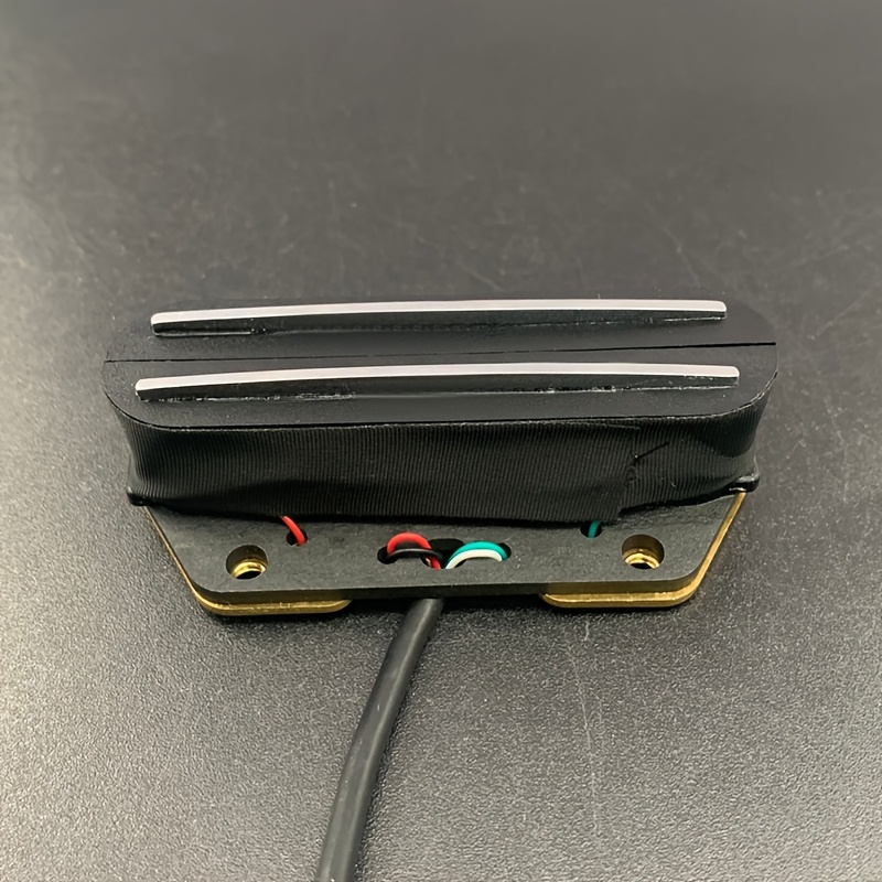 TL Guitar Bridge Double Coil Pickup - Dual Coil Design, Black & White Metal Construction, 4-Pin Wiring (Red/Black/Blue/White), Includes Mounting Screws for Electric Guitar & Bass, Guitar Pickup, Sleek Metallic Finish, Robust Construction