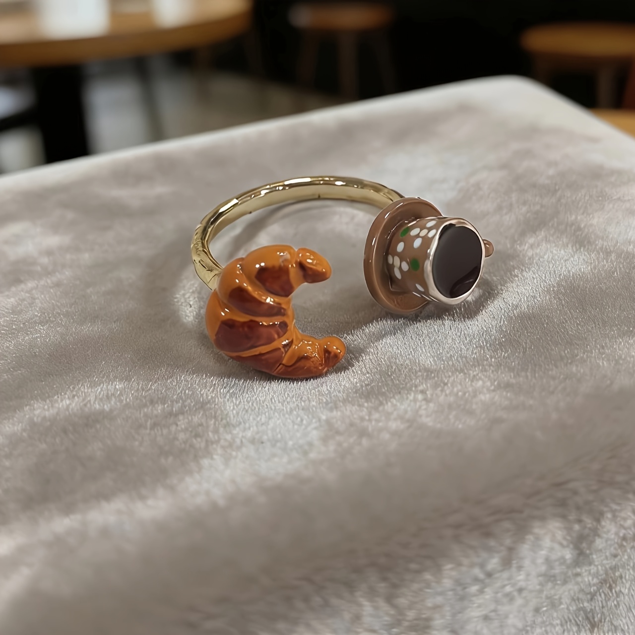 TEMU Anello ad Borsa Croissant da Caff癡 Anello Regolabile Gioielli da Anello Z55