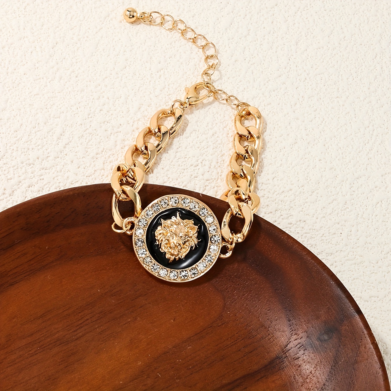 Cuban Link Bracelet with Lion Head Pendant Hip Hop Design