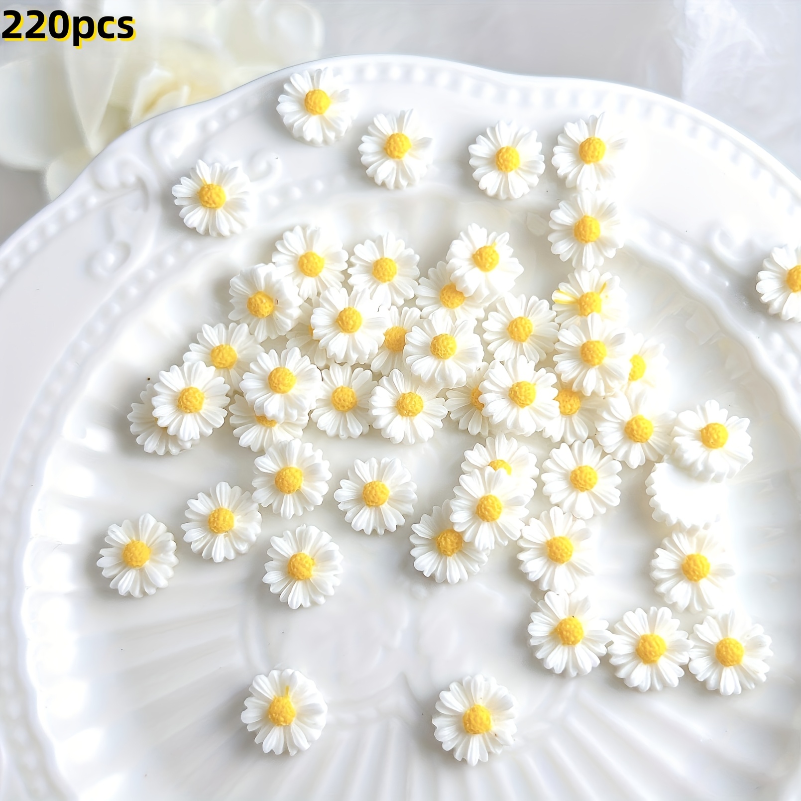 TEMU 220pz/70pz Perline Decorative a Forma di Margherita Qualit�, Materiale in Resina 3D, Adatte per Gioielli, Nail Art, Decorazioni per Capelli,
