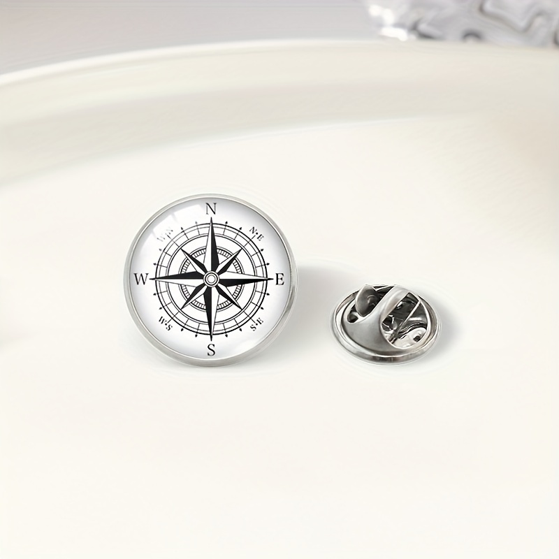 TEMU Illustration Design Of 1 Compass Pins For Men's Jewelry Additions