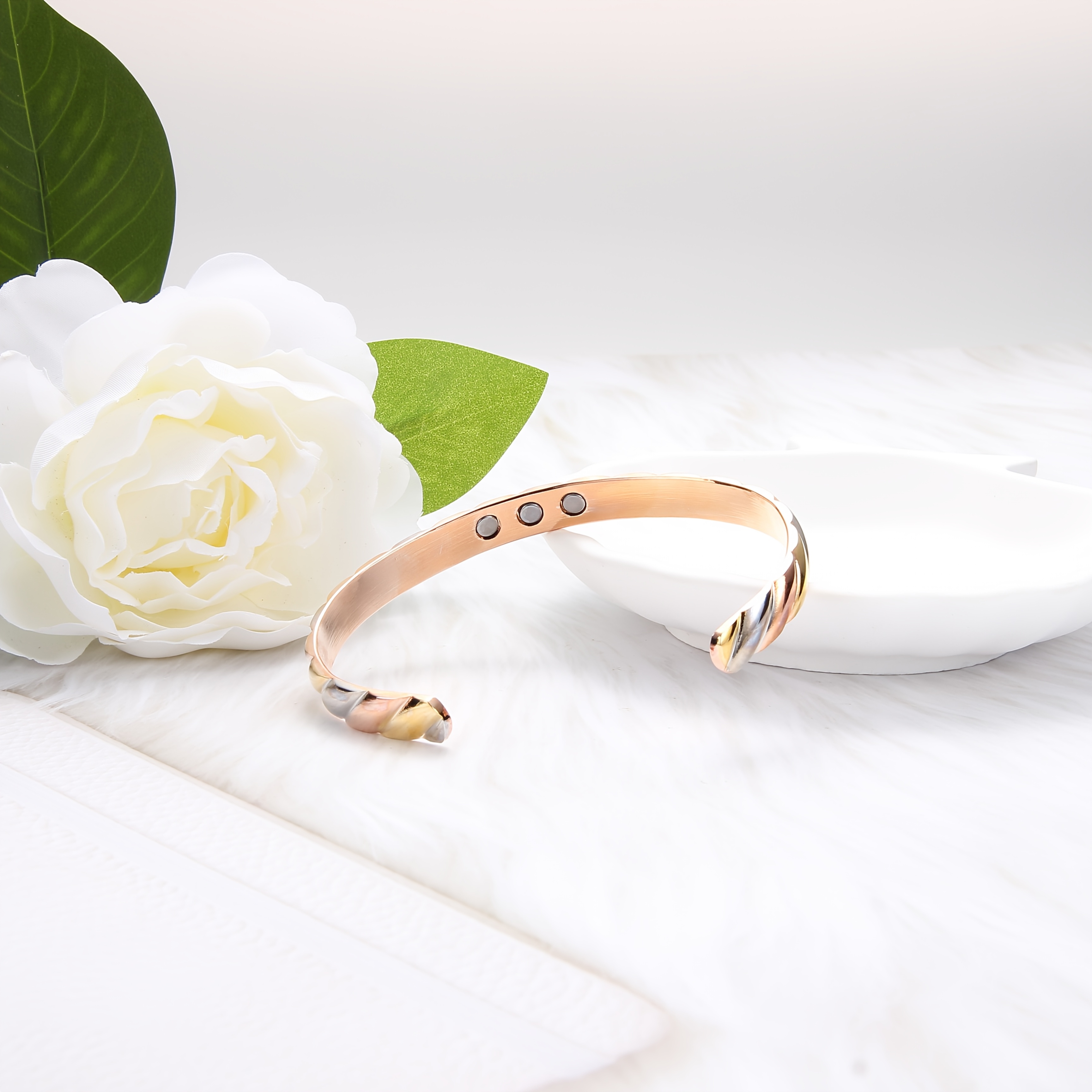 Women's Adjustable Copper Magnetic Cuff Bracelet, Hypoallergenic
