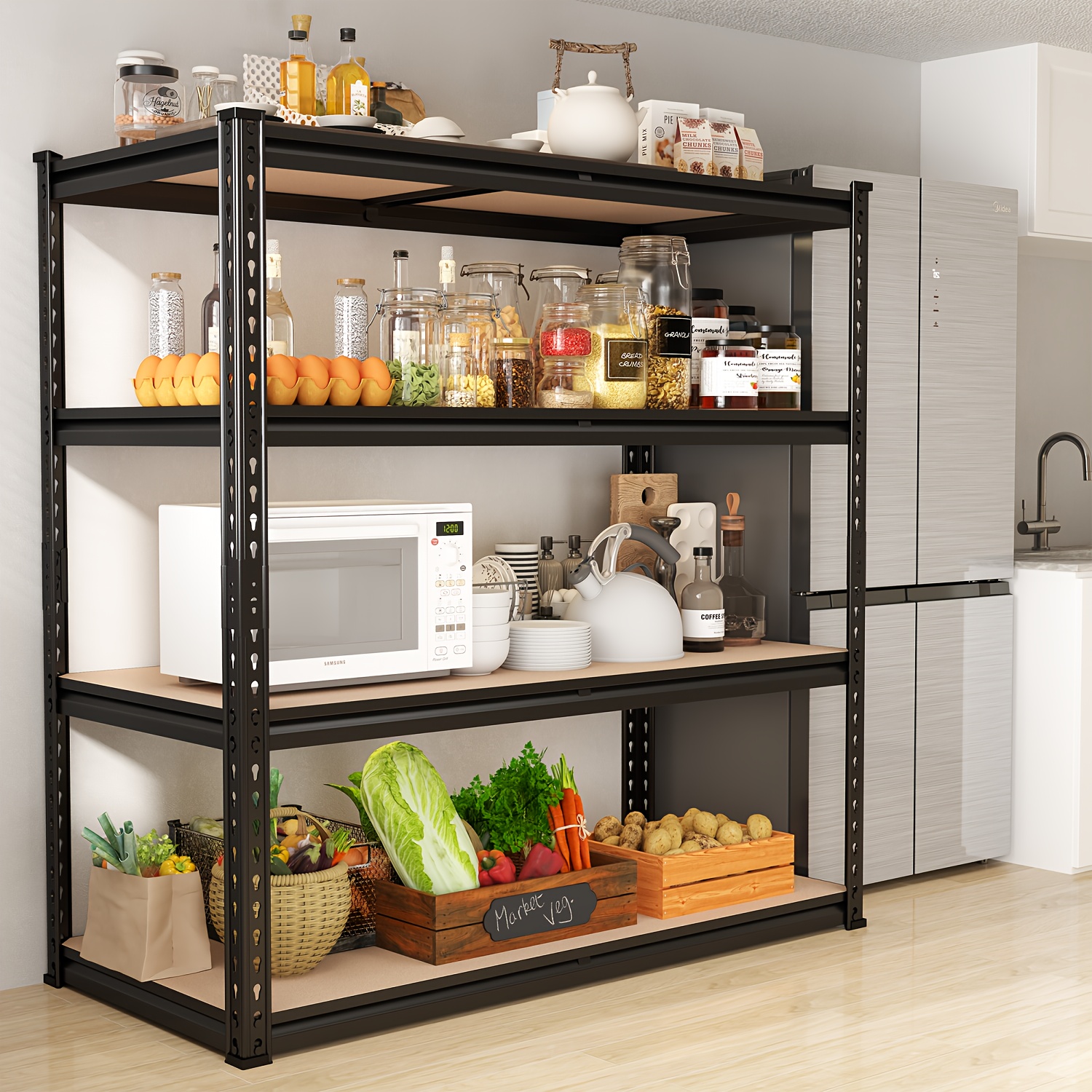 PrimeZone 5-Tier Heavy Duty Storage Shelves - 28"W X 12"D X 59"H, Adjustable, Black