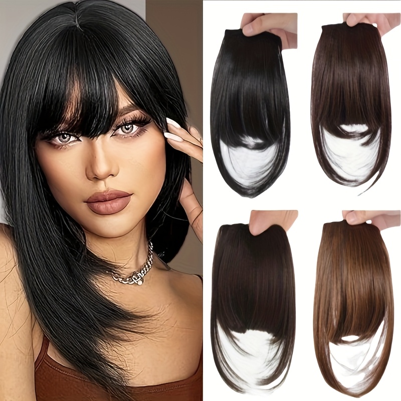 goddess clip on bangs hair extension for women straight natural looking   versatile for daily wear special occasions easy to style daily hairpiece straight hairpiece secure clip in details 1