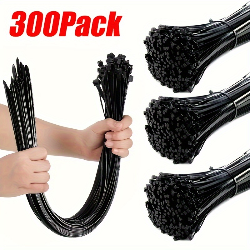 

300pack Large 16 Inch Nylon Cable Ties - High Tensile Strength, Easy Zipper, Black Ideal For Heavy Duty Projects