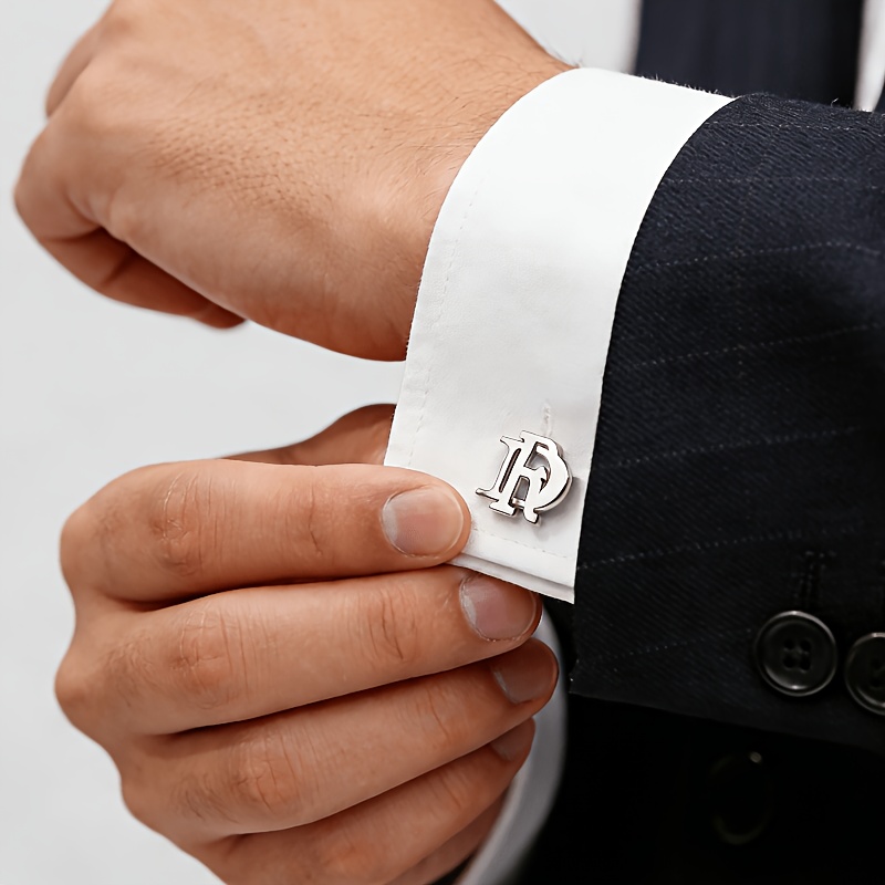 TEMU [customized]customized Personalized Interlocking Letter Name Cufflinks| Exquisitely Carved From Golden 304 Stainless Steel| A Precious Keepsake