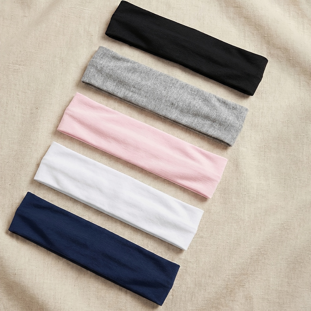TEMU 5pcs Boho Unisex Thin Non-slip Headbands, Soft Stretchy Sweat-wicking Hair Bands, Casual Hair Additions For Women, Suitable For Daily Wear,