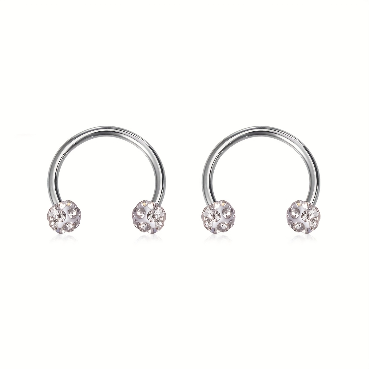 Image of 2/5pcs Synthetic Zirconia Nose Rings Septum Piercing Hoop Earrings Bcr Stainless Lip Cartilage Stud Circular Ear Horseshoe Body Jewelry