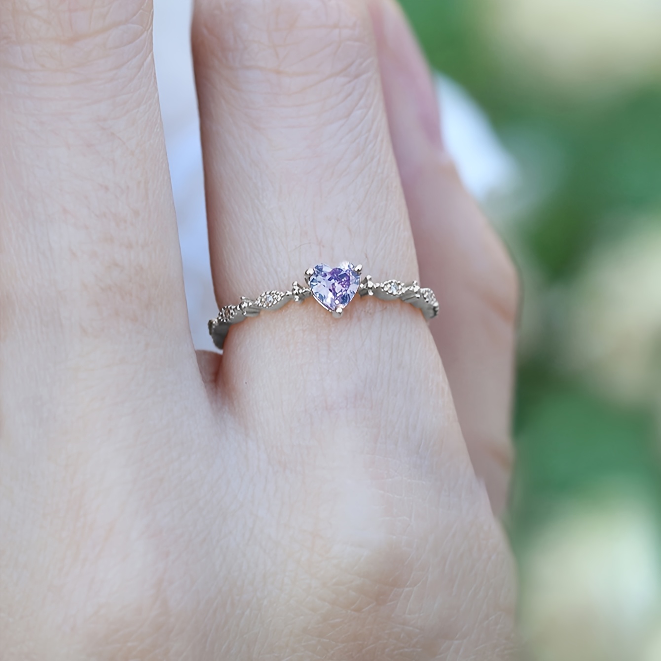 Eternity Heart CZ Ring Rose Tone Daily/Special Occasions
