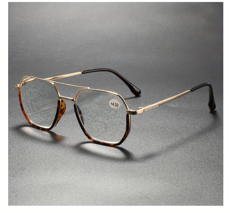A Pair of Unisex High-Quality Square And Round Reading Glasses, Featuring a Stylish Vintage Metal Frame And Spring Hinges, Suitable for Reading And Watching TV, Available in Various Prescriptions from +1.00 to +4.00, Making It a Perfect Gift Choice.
