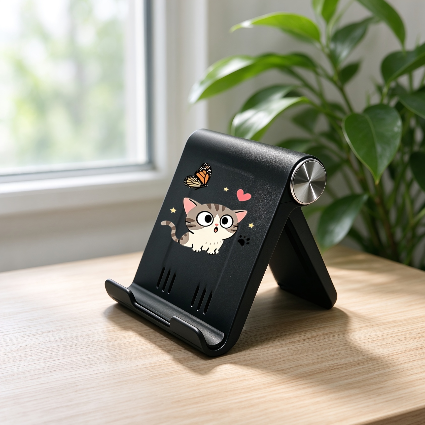 TEMU Supporto da tavolo pieghevole per telefono, 1 pezzo, con design a gatto e , regolabile per telefoni e tablet