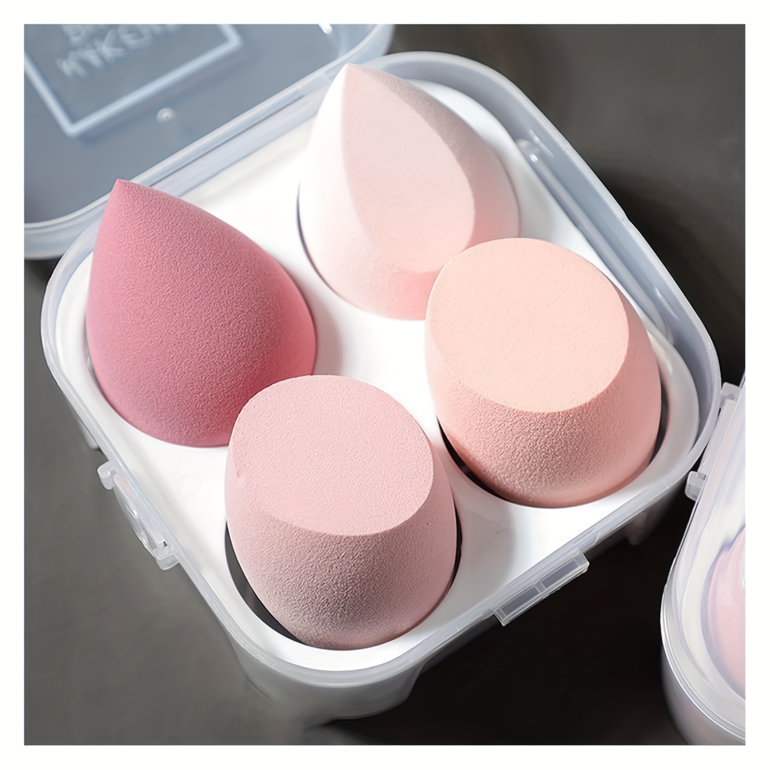 TEMU In Eggshell, , Super Soft, Powder Puff, Wet And Dry Use, Color Makeup Sponge Egg, Makeup Foundation Sponges Set 4pcs With Storage Case