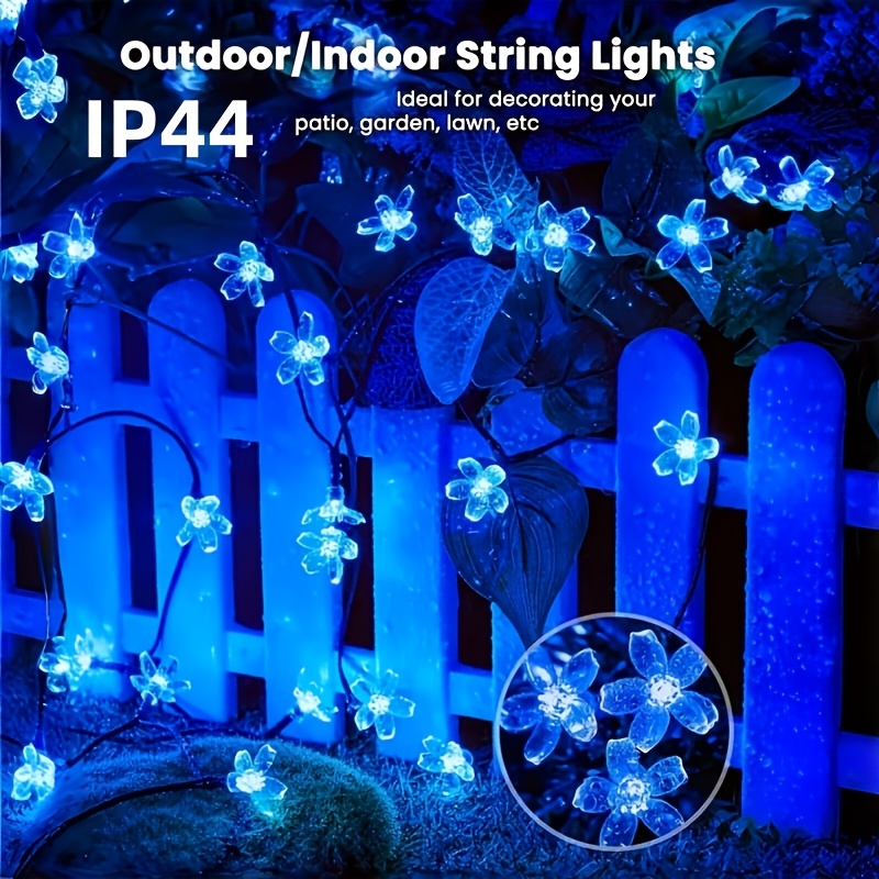 Image of Flower-shaped Solar Fairy Light String: 3.5 Meters With 10 Beads Per Meter, 5 Meters With 20 Beads Per Meter, 7 Meters With 50 Beads Per Meter. Color, Ideal For Outdoor Decoration. Halloween